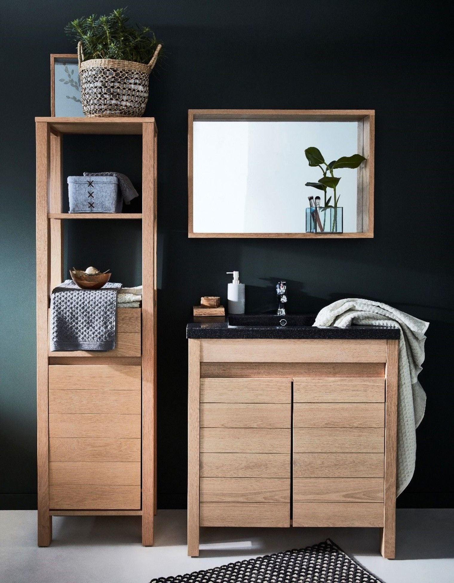 Meuble salle bain bois, design, Ikea, Lapeyre___